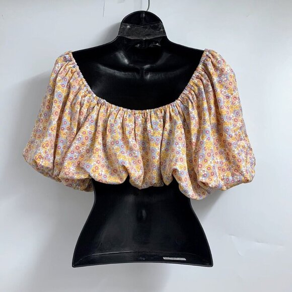 Zara Women's Floral Off the Shoulder Satin Effect Crop Top Size M NWT - Picture 2 of 14